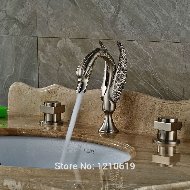   Ÿ  ũ   Ȧ  ۾   ͼ   ũ Ʈ/Newly Euro Style Bathroom Sink Faucet Three Holes Nickel Brushed Swan Basin Mixer Faucet Tap